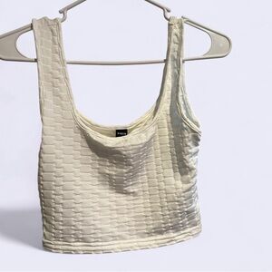 Sleek Cream Textured Crop Top